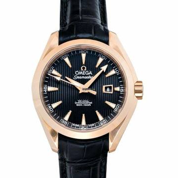  Omega Seamaster Aqua Terra 231.53.34.20.01.002 - Seamaster Automatic Black Dial 18kt Rose Gold Ladies Watch </h1> 