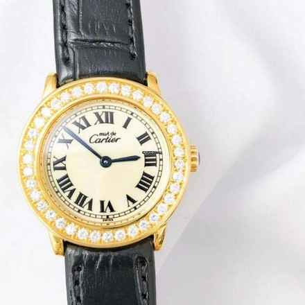  Must De Cartier VERMEIL 27mm GP Silver Diamond Watch </h1> 