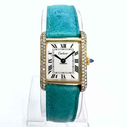  Cartier Tank Manual Winding 21mm GP Silver Watch 0.5TCW Diamonds </h1> 
