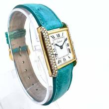 Thumbnail von Cartier Tank Manual Winding 21mm GP Silver Watch 0.5TCW Diamonds </h1>