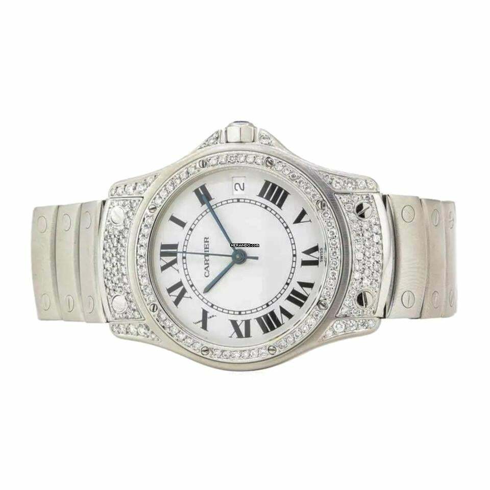 Cartier Santos RONDE Quartz 29mm Steel Diamond Watch </h1>