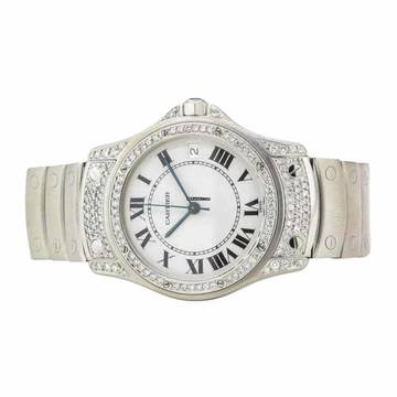  Cartier Santos RONDE Quartz 29mm Steel Diamond Watch </h1> 