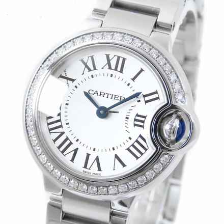  Cartier Ballon Bleu 28mm Quartz Steel Diamond Watch </h1> 