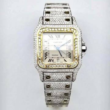  Cartier Santos Galbée 29mm Quartz 2 Tone 10.20TCW Diamond Watch </h1> 