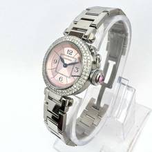 Thumbnail von Cartier Pasha Quartz 27mm Steel 0.73TCW DIAMOND Watch Pink Dial </h1>