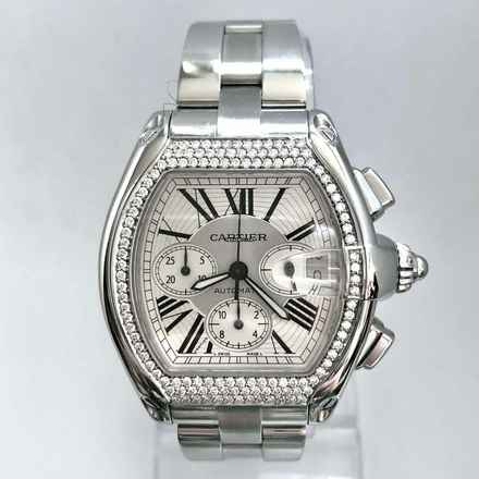  Cartier Roadster Chronograph 2618 Automatic 42mm Steel ~2.5TCW DIAMOND Watch </h1> 
