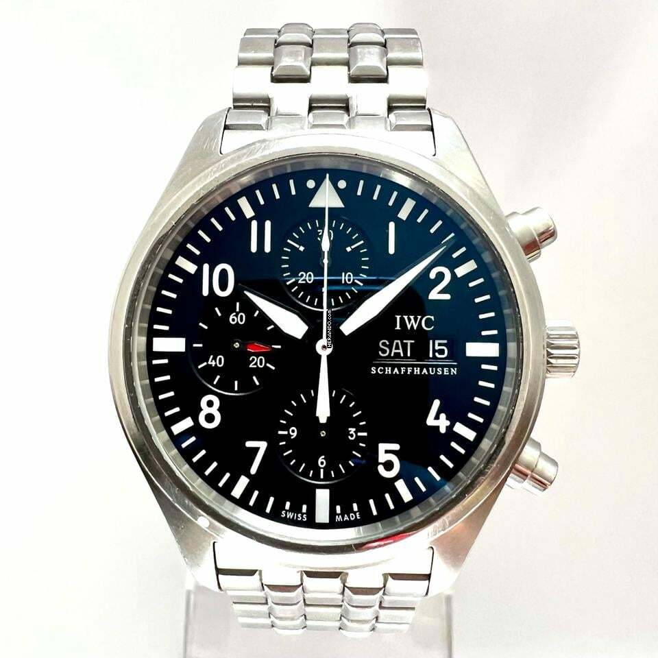  IWC Fliegeruhr Chronograph SCHAFFHAUSEN PILOT Chronograph Day Date Automatic 42mm Steel Watch </h1> 