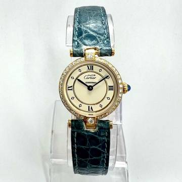  Must de Cartier VERMEIL 24mm Quartz GP Argent 0.58TCW Diamond Watch </h1> 