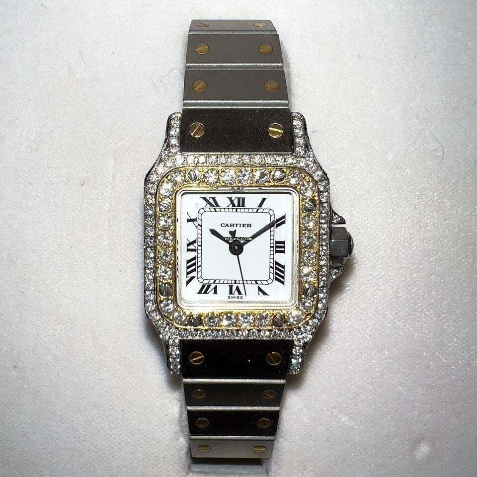  Cartier Santos Galbée 24mm Automatic 2 Tone 1.9TCW Diamond Watch </h1> 