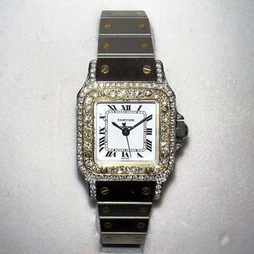  Cartier Santos Galbée 24mm Automatic 2 Tone 1.9TCW Diamond Watch </h1> 