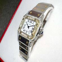Thumbnail von Cartier Santos Galbée 24mm Automatic 2 Tone 1.9TCW Diamond Watch </h1>