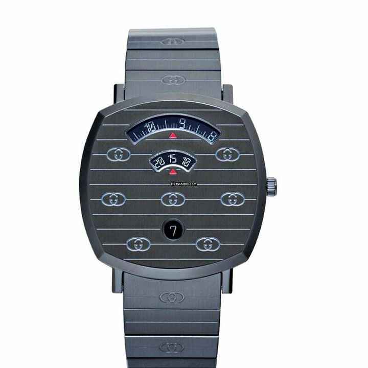  Gucci YA157429 - Grip Quartz Black Dial Stainless Steel Unisex Watch </h1> 