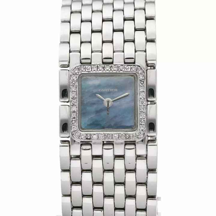  Cartier Panthère RUBAN Quartz Steel 0.27TCW Diamond Watch Blue MOP Dial </h1> 