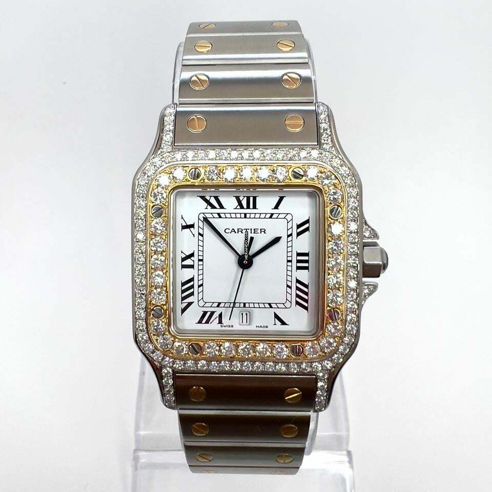  Cartier Santos Galbée 29mm Quartz 2 Tone 1.70TCW Diamond Watch NEW Model </h1> 