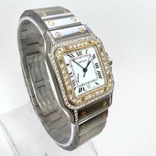Thumbnail von Cartier Santos Galbée 29mm Quartz 2 Tone 1.70TCW Diamond Watch NEW Model </h1>
