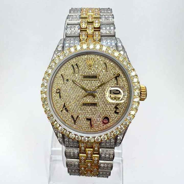  Rolex Datejust Oyster Perpetual DATEJUST Automatic 36mm 2 Tone Full Diamond Watch </h1> 