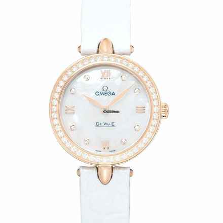  Omega De Ville Prestige 424.58.27.60.55.002 - De Ville Quartz White Dial 18kt Rose Gold Ladies Watch </h1> 