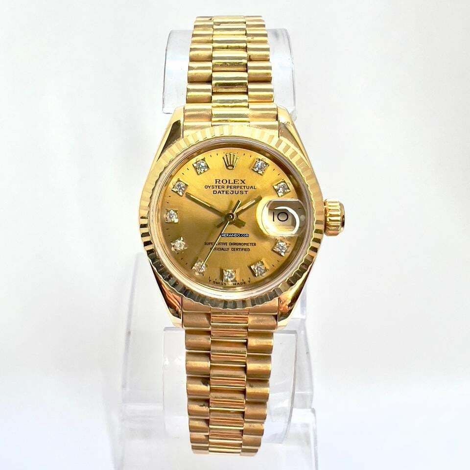 Rolex Datejust 26mm 18K Yellow Gold Watch FACTORY DIAMOND Dial </h1>
