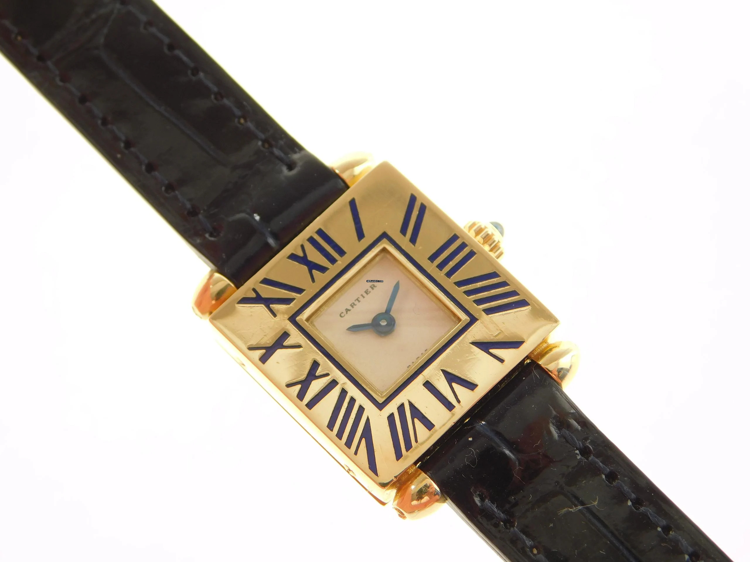  Cartier Quadrant SM massiv 18 Karat Gelbgold mit frischem Cartier Service Original Band und Schlie </h1> 