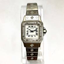 Thumbnail von Cartier Santos Galbée 24mm Automatic Steel ~1.5TCW Diamond Watch </h1>