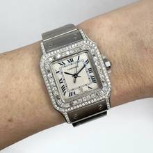 Thumbnail von Cartier Santos Galbée 29mm Quartz Steel 1.57TCW Diamond Watch NEW MODEL </h1>