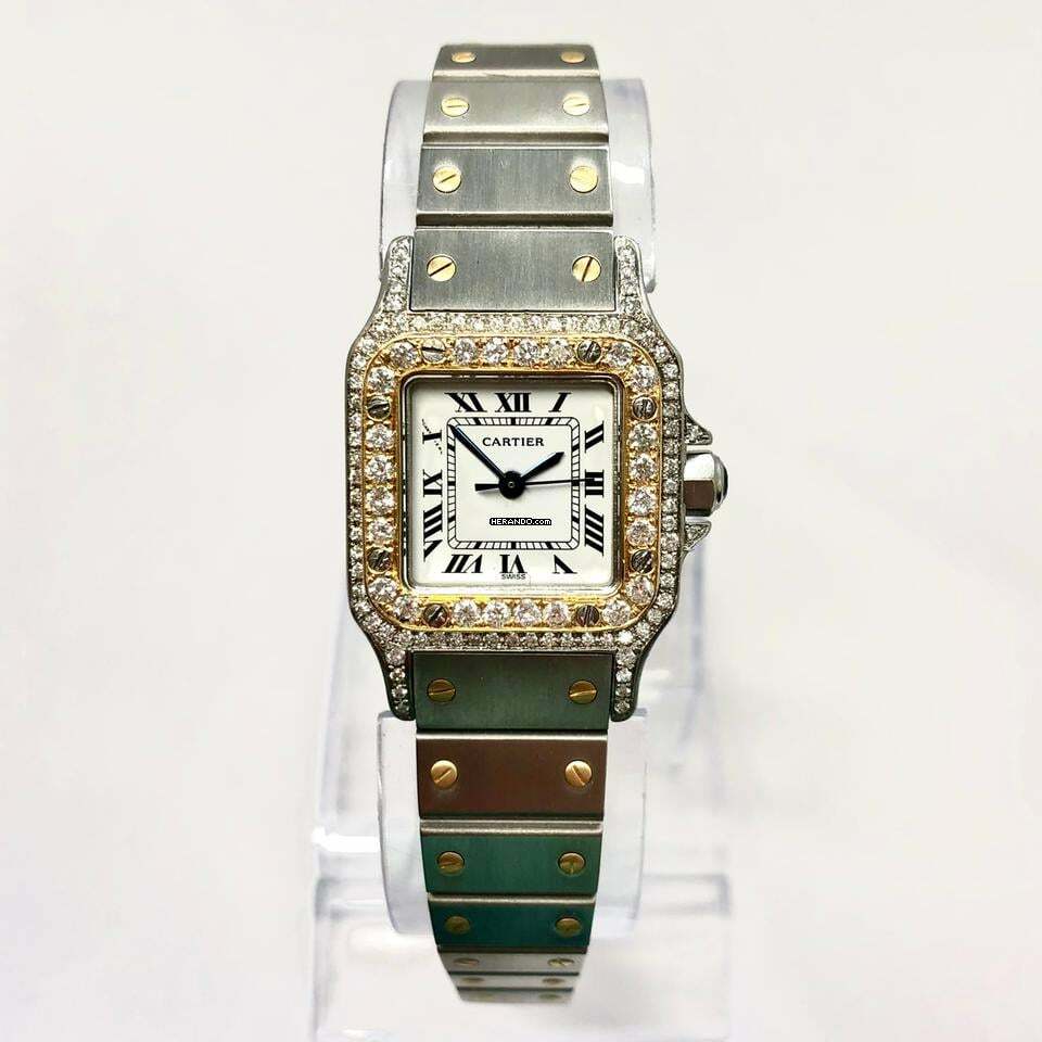  Cartier Santos Galbée 24mm Automatic 2 Tone 1.09TCW Diamond Watch </h1> 