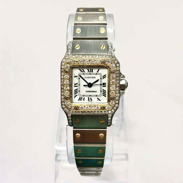  Cartier Santos Galbée 24mm Automatic 2 Tone 1.09TCW Diamond Watch </h1> 