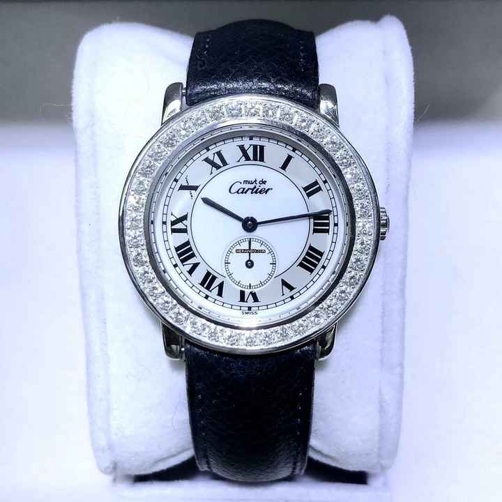  Cartier RONDE 32mm Quartz Silver ~1.88TCW DIAMONDS Watch </h1> 