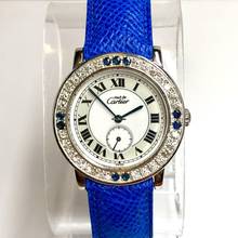 Thumbnail von Cartier RONDE 32mm Quartz Silver 1.01TCW DIAMONDS & Blue SAPPHIRES Watch </h1>