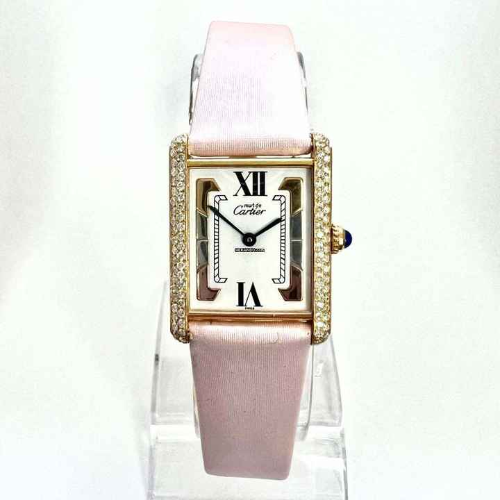  Cartier Tank Quartz 23mm GP Silver ~.55TCW Diamond Watch Trinity Dial </h1> 