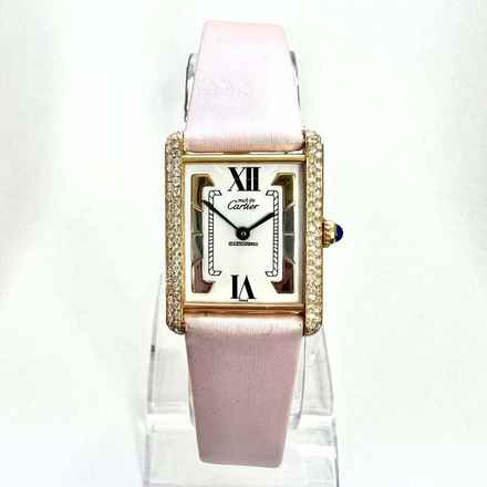  Cartier Tank Quartz 23mm GP Silver ~.55TCW Diamond Watch Trinity Dial </h1> 