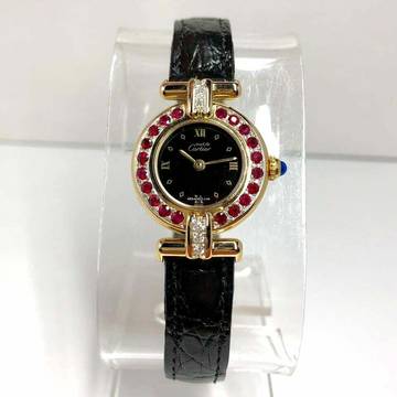  Cartier COLISÈE Quartz 24mm GoldPlated Silver Watch DIAMONDS & RED RUBIES  </h1> 