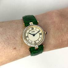 Thumbnail von Cartier VERMEIL 24mm Quartz GP Argent 0.58TCW Diamond Watch </h1>