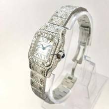 Thumbnail von Cartier Santos Galbée 24mm Automatic Steel Diamond Watch ~8TCW NEW MODEL </h1>