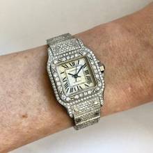 Thumbnail von Cartier Santos Galbée 24mm Automatic Steel Diamond Watch ~8TCW NEW MODEL </h1>