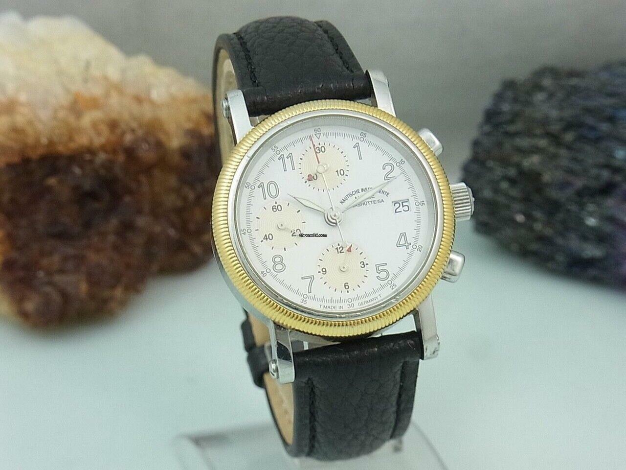 Mühle Glashütte Nautische M13150 Chronograph Herrenuhr Edelstahl/gold Glasboden </h1>