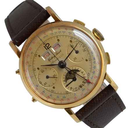  Mathey-Tissot by Tiffany & Co chronograph Day-Date Moonphase yellow gold 18KT 1960’s </h1> 