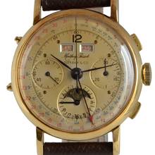 Thumbnail von Mathey-Tissot by Tiffany & Co chronograph Day-Date Moonphase yellow gold 18KT 1960’s </h1>
