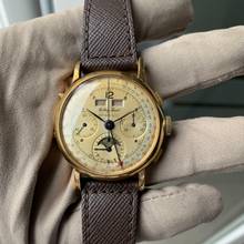 Thumbnail von Mathey-Tissot by Tiffany & Co chronograph Day-Date Moonphase yellow gold 18KT 1960’s </h1>
