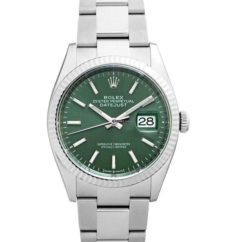  Rolex Datejust 36 126234-0052 - Datejust Automatic Green Dial 18kt White Gold Men's Watch </h1> 