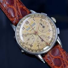 Thumbnail von Marvin Chronograph Dato Compax Tropical dial Valjoux 72C 1950’s </h1>