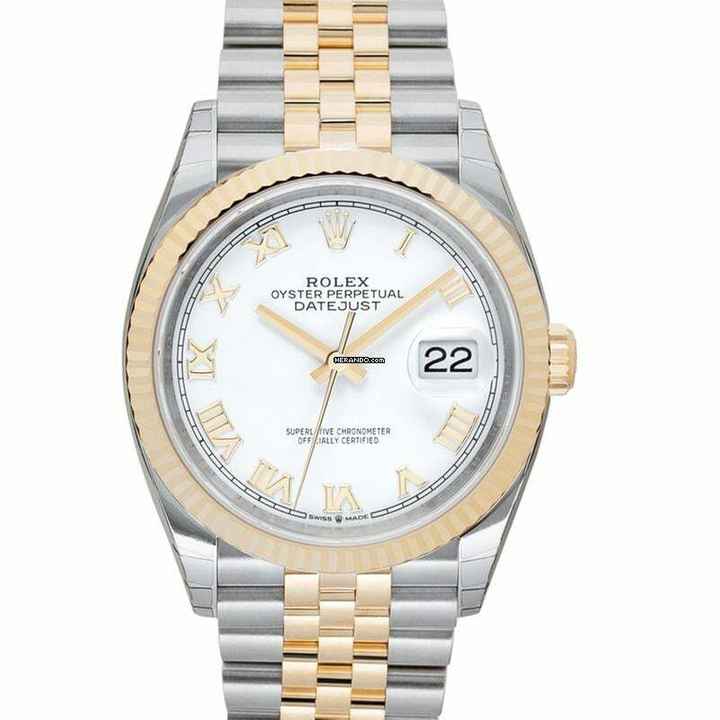  Rolex Datejust 36 126233 - Datejust 36 White Dial Men's Stainless Steel and 18kt Yellow Gold Jubilee Watch </h1> 