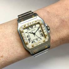 Thumbnail von Cartier Santos Galbée 29mm Quartz 2 Tone 0.94TCW Diamond Watch </h1>