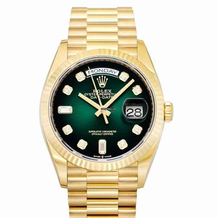  Rolex Day-Date 128234A Green - Day Date Automatic Green Dial 18kt Yellow Gold Men's Watch </h1> 