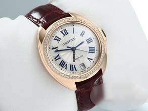 Thumbnail von Cartier Clé de Cartier 35mm Rosegold 750 Diamanten 2015 Leder Damen 18kt Rose Gold </h1>