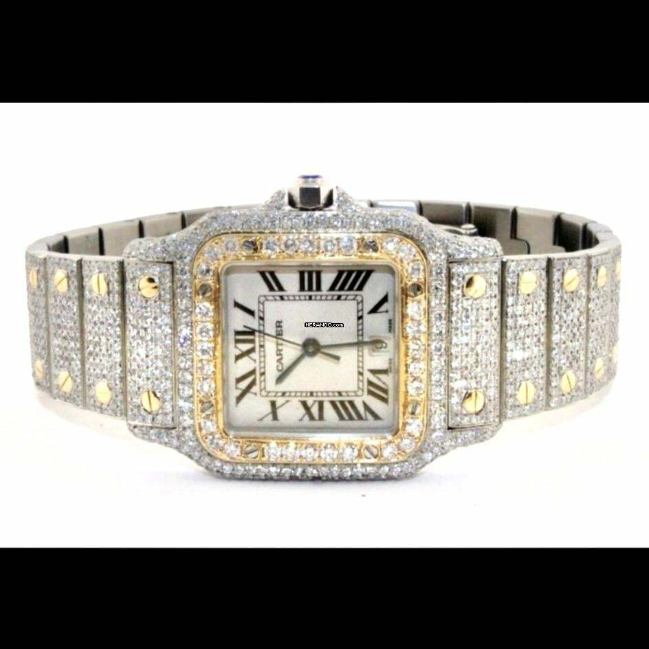  Cartier Santos Galbée 29mm Quartz 2 Tone 10.20TCW Diamond Watch </h1> 