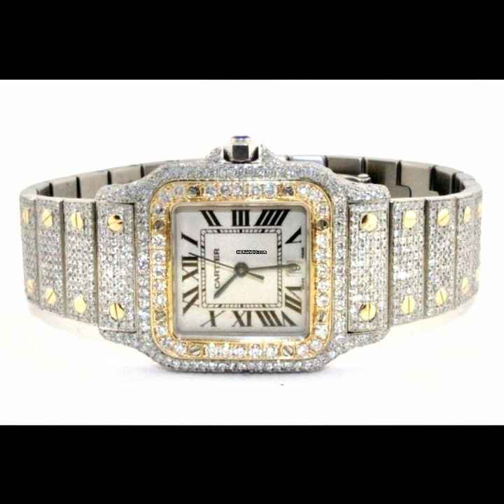  Cartier Santos Galbée 29mm Quartz 2 Tone 10.20TCW Diamond Watch </h1> 