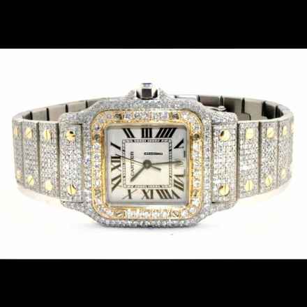  Cartier Santos Galbée 29mm Quartz 2 Tone 10.20TCW Diamond Watch </h1> 