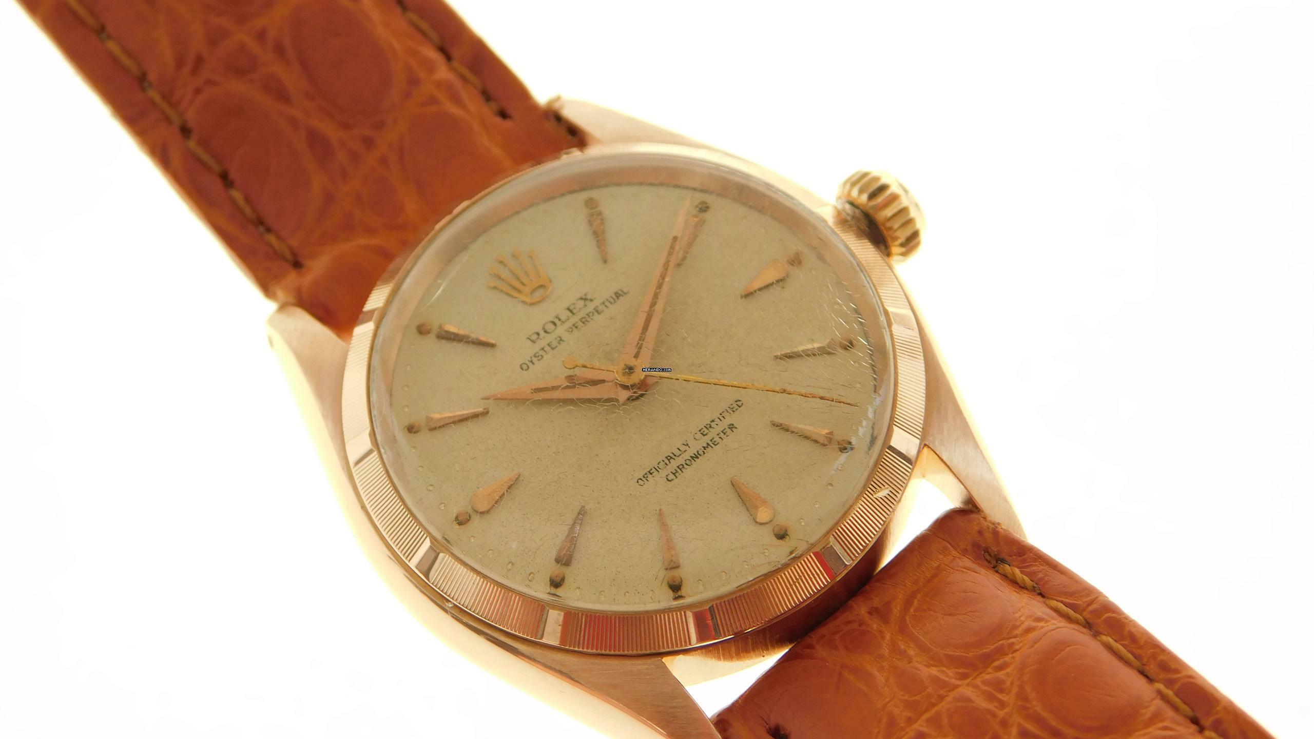 Rolex Oyster Perpetual 18 Kt Rosegold 30 mm Rarität von 1956 medium </h1>