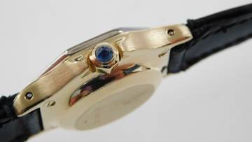 Thumbnail von Cartier Santos 18 Karat Gelbgold Santos Octagon Automatik Damenuhr mit seltener Weißgoldlünette </h1>